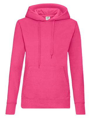Fruit of the Loom Classic Hooded Sweat in fuchsia